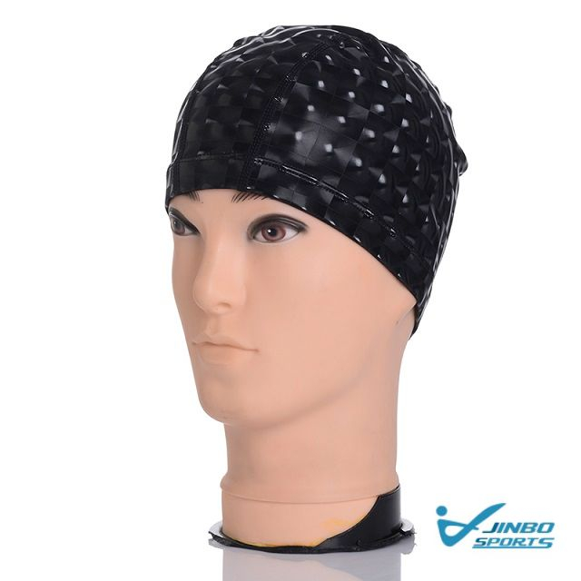 Male and Female Adult Pu Waterproof Solid Color Swimming Cap High Elasticity 3d Printed Swimming Cap