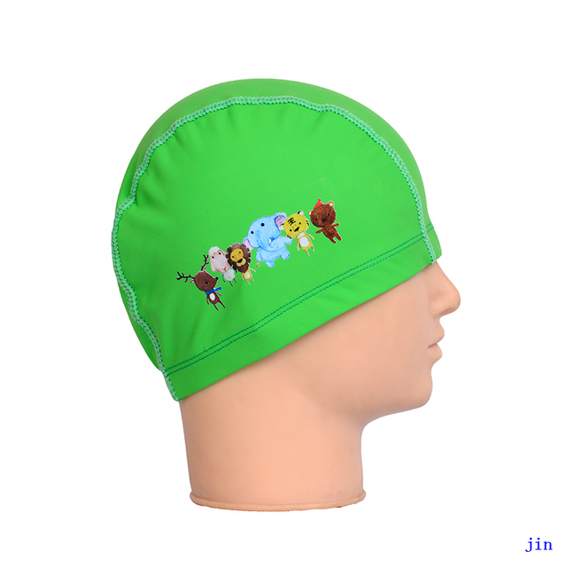 Cartoon Animal Patterns Kid Waterproof Pu Swim Caps Cozy Wearing Water Sports Child Hairdo Swim Caps