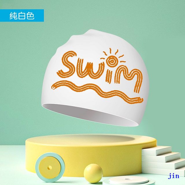 Factory Direct Eco-Friendly Waterproof Custom Print Swim Cap for Women Men 100% Environmental Silicone Adult Silicone Swim Cap