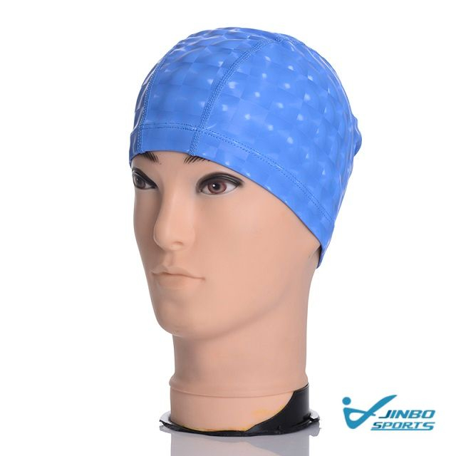 Male and Female Adult Pu Waterproof Solid Color Swimming Cap High Elasticity 3d Printed Swimming Cap