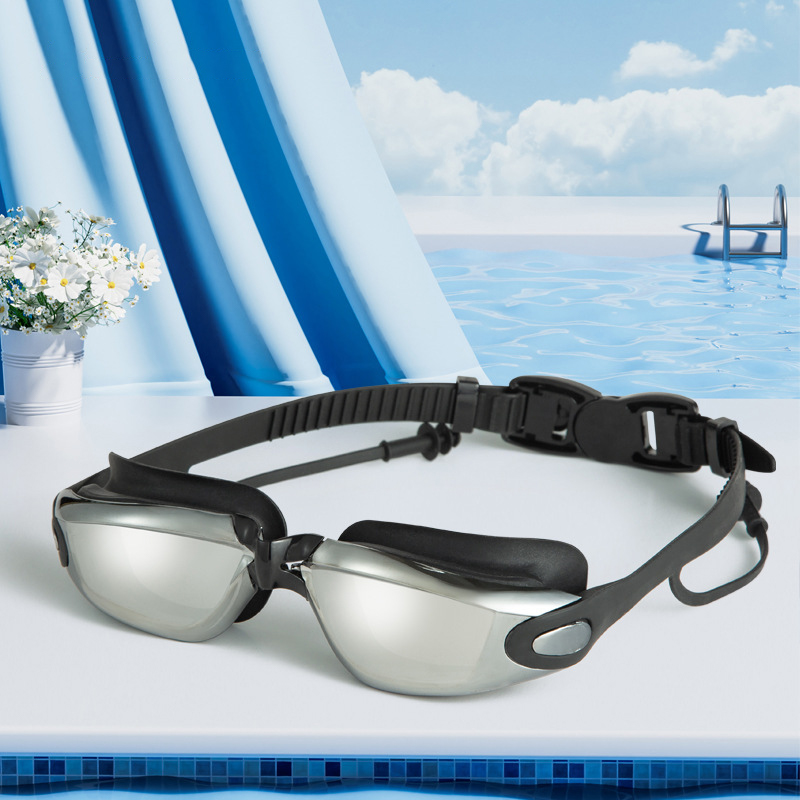 Silver Mirror Swimming Goggles – Clear Vision & Comfortable Fit