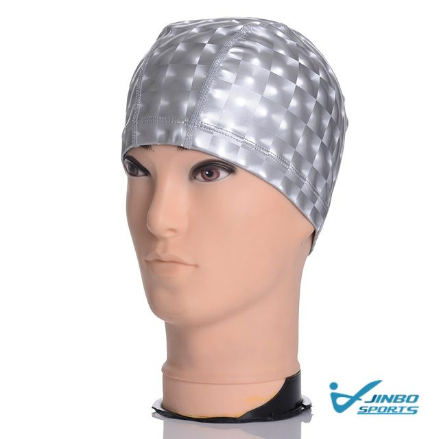 Male and Female Adult Pu Waterproof Solid Color Swimming Cap High Elasticity 3d Printed Swimming Cap