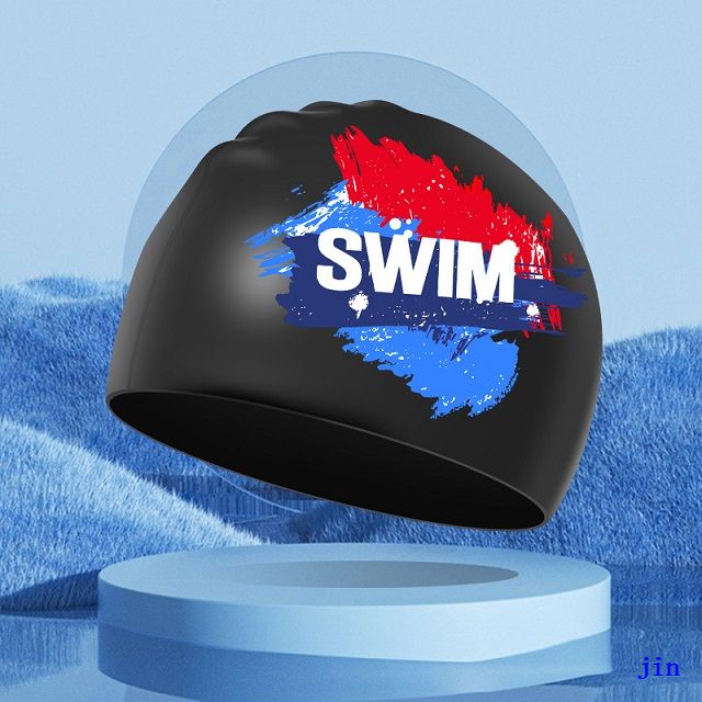 Factory Direct Eco-Friendly Waterproof Custom Print Swim Cap for Women Men 100% Environmental Silicone Adult Silicone Swim Cap